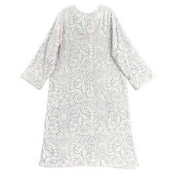 Vintage Miss Elaine XL Zip Front Fleece Robe Paisley Damask Plush Housecoat - Picture 2 of 10